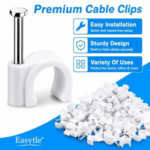 Easytle 200 Pcs Cable Wire Clips 4mm-10mm for Electrical & Ethernet Management