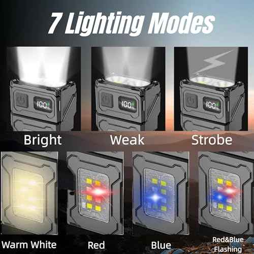 800LM Mini EDC Flashlight with Dual Sources, 7 Lighting Modes, Magnetic Base & Steel Clip, LED Pocket Flashlight for Emergency, Working, Walking Dog, Hiking, Camping