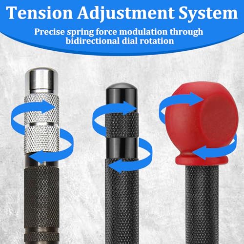 3PCS 6" and 5" Automatic Center Punch with 3PCS Replacement Tip, Adjustable Spring Loaded Center Punch, Center Hole Punch Tool for Wood, Metal, Plastic, Stone and Glass