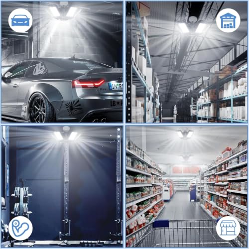 Aoretic 6+1 Panel LED Garage Light 180W 18000LM 6500K, 2 Pack
