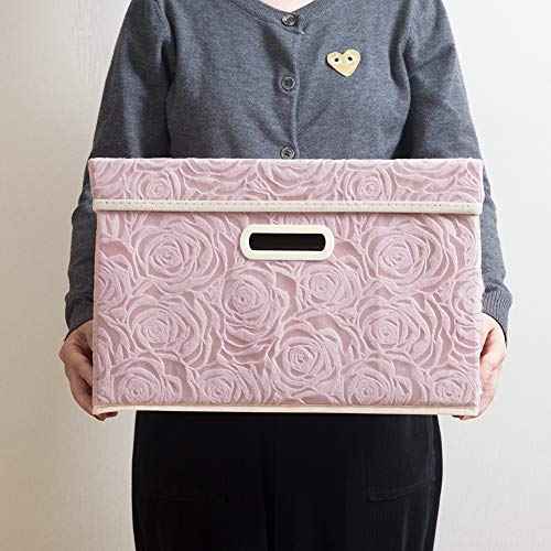 PRANDOM Collapsible Storage Boxes with Lids Fabric Decorative Storage Bins Cubes Organizer Containers Baskets with Cover Handles Divider for Bedroom Closet Living Room 14.9x9.8x9.8 Inch 3 Pack