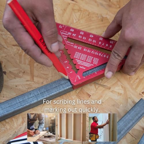 Kapro 446 Hi-Def 7 Inch Anodized Rafter Square - Red, Includes Conversion Table