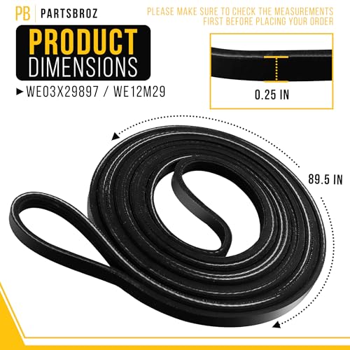 PartsBroz WE03X29897 Dryer Belt Drive fits GE/Whirlpool/Kenmore (WE12M29) 89.5in, 30pk