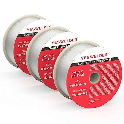 YESWELDER Flux Core Gasless MIG Wire, E71T-GS Mild Carbon Steel .035-Inch Diameter 2-Pound, Strong ABS Plastic Spool Welding Wire (3Packs)