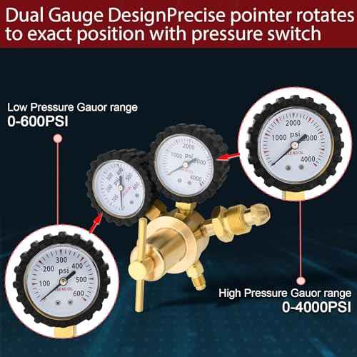 Nitrogen Regulator 0-600PSI CGA580 Inlet, 1/4-Inch Male Flare Outlet Connection,Heavy-Duty Handle,Self-reseating Relief Valve,Nitrogen Tank Regulator