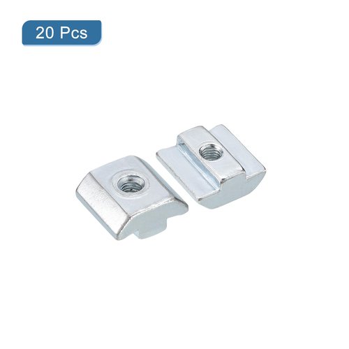 uxcell T Nuts, 20pcs - Nickel Plated Carbon Steel T Slot Bolts, 4040 Series M5 Hammer Head Fastener, Sliding T Nuts for Aluminum Extrusion Profile (Silver)