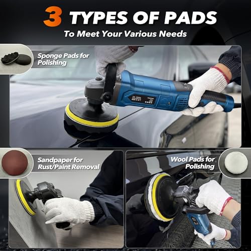 OFISPEED 1600W Blue Rotary Car Buffer Polisher - 6/7 Inch Variable Speed