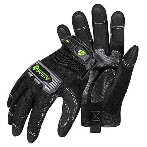 JKSafety High Performance Utility Work Gloves, all Purposes Mechanical Gloves, Guantes de Trabajo, for men and women, safety utility for works (G228-Black L)