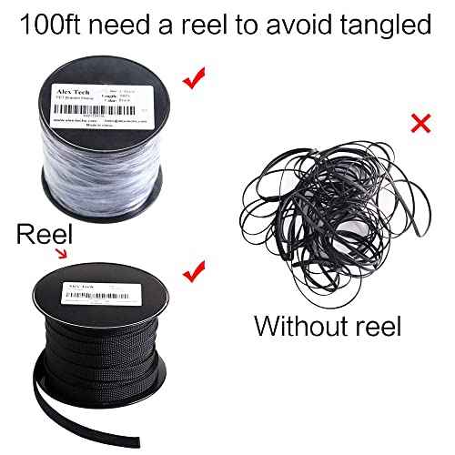 100ft - 1/4 inch PET Expandable Braided Sleeving ? Black ? Alex Tech Braided Cable Sleeve
