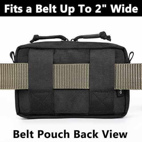 MOZETO Belt Pouches for Men, Water Resistant Small Belt Bag with USA Flag Patch, Pocket Organizer Storage EDC Gear for Work, Travel, Hiking