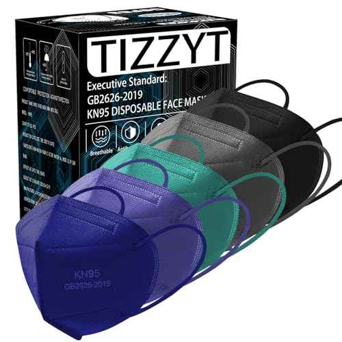 TIZZYT KN95 Face Mask | 50 Pack Disposable Face Mask | 5-Layers Comfortable Masks | KN95 Masks for Adults,Morandi Color