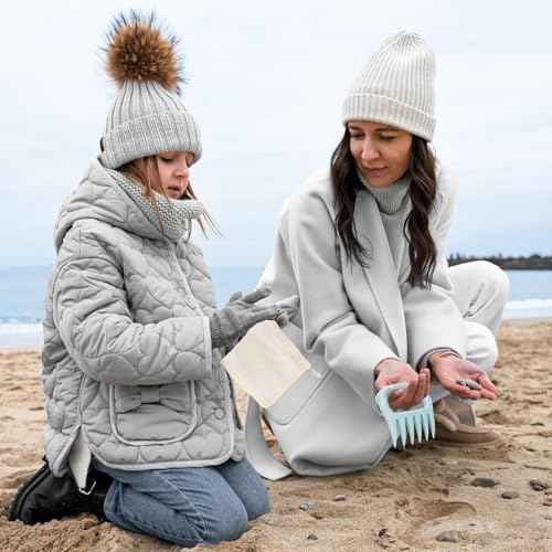 DOSTATNI Sand Scoop with Shovel Sand Flea Rake with Beach Mesh Bag Plastic Sand Sifter for The Beach Shell Scooper Shark Teeth Digger for Picking Up Shells Sea Glass Hunting Tools Beach (Blue)