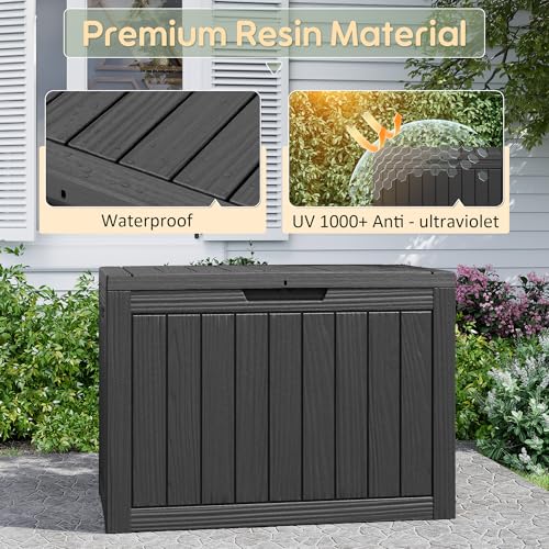 KAMABOKO 45 Gallon Waterproof Outdoor Storage Box with Lock, Black
