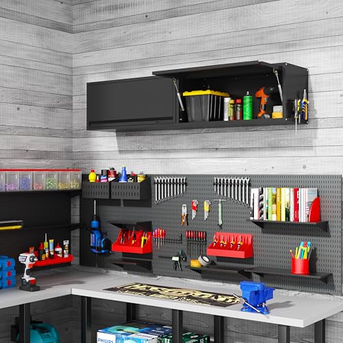 Yoonkool Black 13.8" H Garage Wall Cabinet with Up-Flip Door, 1 Door