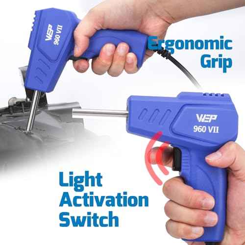 WEP 960-VII Plastic Welder Kit 110V with Ergonomic Grip and LED lights with 350 Hot Staples and Pliers for Car Bumper Plastic Welding, Plastic Gas Tank Repair, a Great Automotive Tools for Mechanics