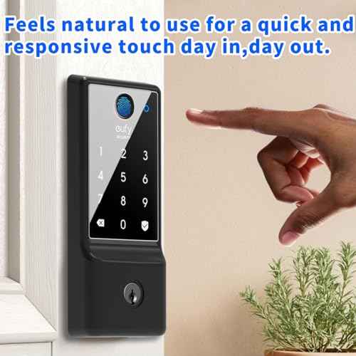 ¡¼3 in 1¡½ Silicone case for eufy Security Smart Lock C220 Electronic Fingerprint Keypad Deadbolt with Code, with 2 Pack Tempered Glass Screen Protectors-Black