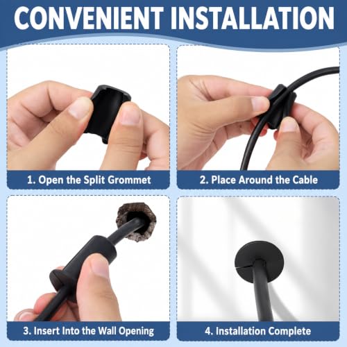 Ketofa 2-Pack 3/4 Inch Waterproof Silicone Starlink Cable Grommets - Black