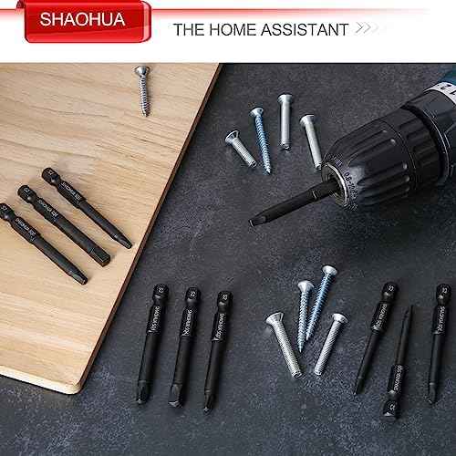 10PCS Square Drill Bit, 2.36" Magnetic Head Robertson Screwdriver, 1/4 Inch Hex Shank Square Bit Set Sizes #0,1,2,3 and #4, PREMIUM S2 Alloy Steel Robertson Driver Bits, Pocket Hole Screw Drill Bit