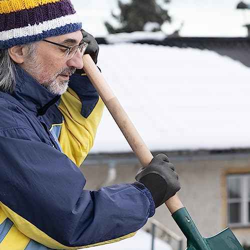 COOLJOB Winter Freezer Work Gloves for Men Women with Grip, Windproof Thermal Warm Fleece Lined, 3/4 Latex Coated for Heavy Duty, Construction, Warehouse, Black, 1 Pair, L