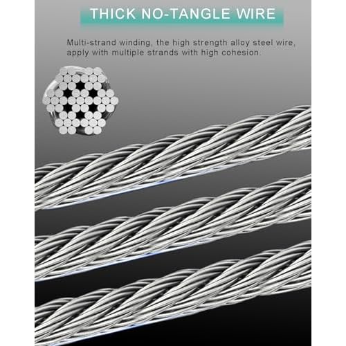 11FT Self Retracting Lifeline RTOVZON Fall Arrest Fall Protection Steel Wire Rope Heavy Duty Retractable Lanyard, Roofing Lifeline, SRL, Safety Lanyard