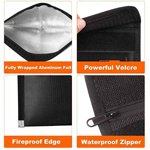 Small Fireproof Document Bag (8x5", External Size), 2-Pack Fireproof Money Bag for Cash with Waterproof Zipper, Fireproof Pouch Set