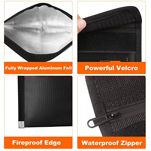 QLYNUDO Small & Large Fireproof Money Bag Set - Stealth Nesting Design, Waterproof, Fire-Resistant Cash Pouch, 2-Pack (Basic/Small-Black & Big-Black)