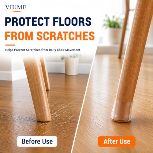 VIUME 24 Pcs Clear Universal Round & Square Chair Leg Floor Protectors for Hardwood Floors