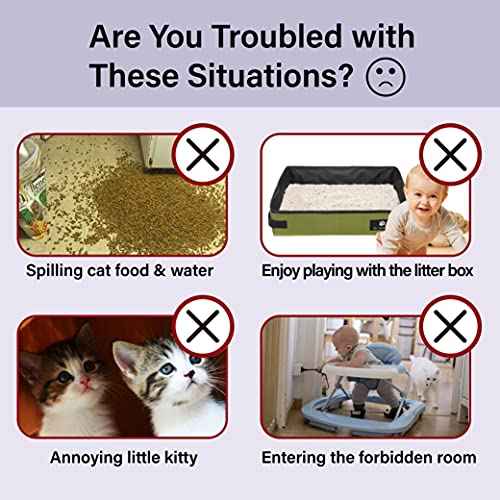 Child Proof Door Lock with Adjustable Door Strap and Latch. No Need for Interior Cat Door. Keep Toddler Out of Room with Litter Box While Let Cat in Easily