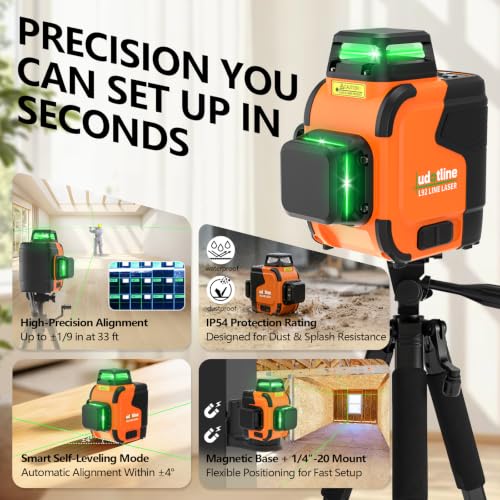 Ludotline L92 Green Laser Level with Tripod Set - 360° Self-Leveling Professional Construction Tool