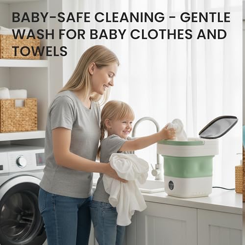 Simple Deluxe 16L Green Portable Foldable Washing Machine with Spin Basket and 3 Modes