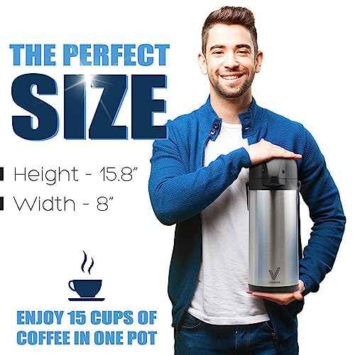 Coffee Carafe for Keeping Hot - 102oz/3L Airpot Coffee Dispenser with Pump - Insulated Stainless Steel Hot Beverage Dispenser for Parties - Thermal Carafe for Hot Drinks Water Tea Chocolate
