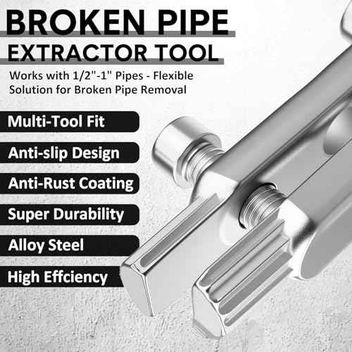 Moxweyeni 4 Pcs Broken Pipe Extractor Tool for Damaged Bolt and Faucet Removal, Removes Rusted/damaged Faucet Bolts & Pipe Threads, Broken Removal Tool for 1/2", 3/4", 1" Pipes