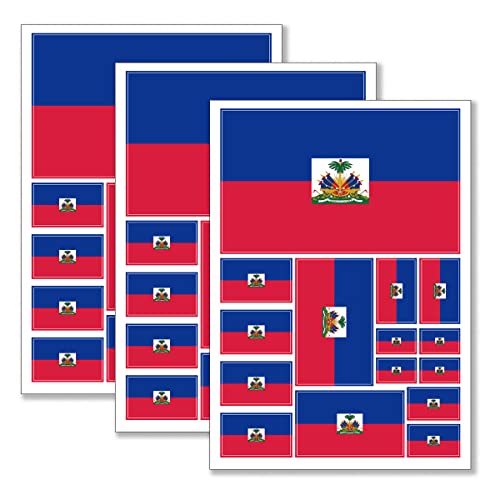 QQSD Haiti Flag Sticker Haitian Decal in Multiple Sizes, 3 Pack, 11.7 x 8.3 Inches
