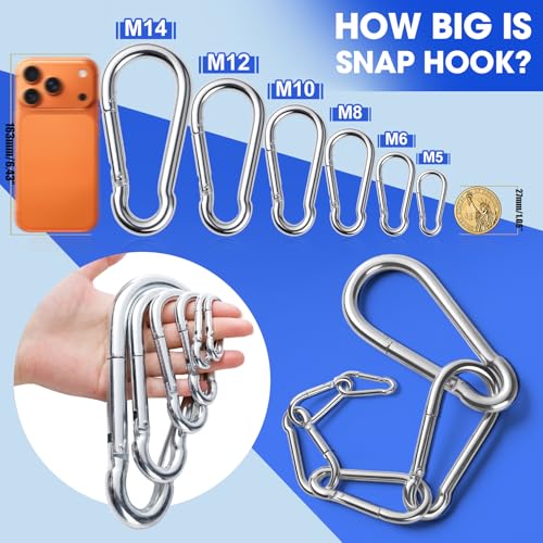 M8 Heavy Duty 3-Inch Carabiner Clips 50 Pack, Spring Snap Hooks for Swing, Hammock & Outdoor Gear
