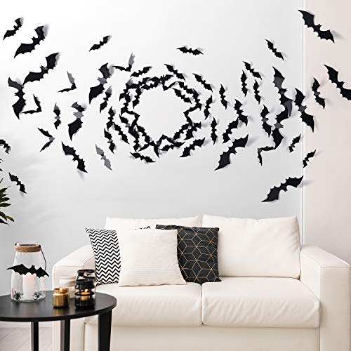 Halloween Bat Decorations Set of 60 PVC Wall Decals for Haunted House & Party Decor