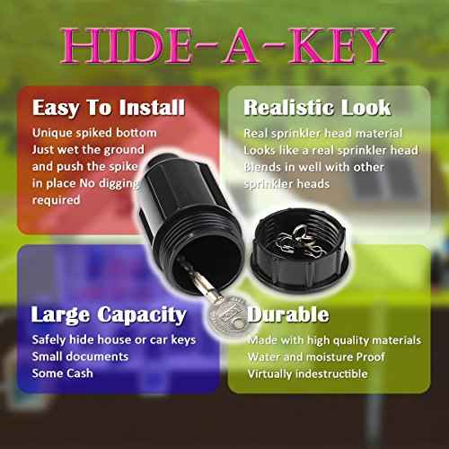 Hide A Key Cash Hider Sprinkler Head, Key Holder Outdoor/Garden/Yard hiding Vault Case. Waterproof, Corrosion and Impact resistant