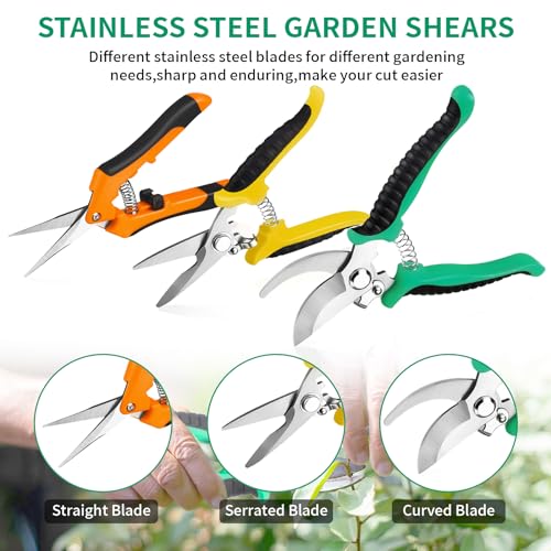 Drametic+ Multicolor Stainless Steel Gardening Pruning Shears 3 Pack