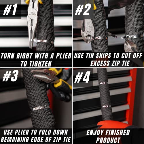 Heavy Duty Stainless Steel Zip Ties 11.8 inch 100 Pack for Machinery, Vehicles, Outdoor Use