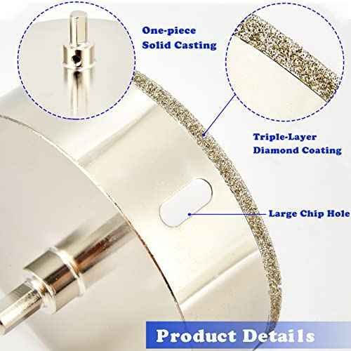 1 Inch Diamond Hole Saw with Pilot Bit, 1" Tile Hole Saw with Center Drill Bit for Marble, Granite, Ceramics, Porcelain Tiles, 1-1/2" Depth of Cut for Thick Countertops