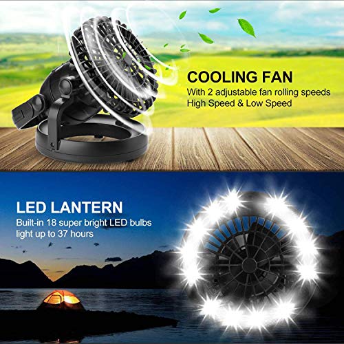 Odoland Portable LED Camping Lantern with Ceiling Fan - Emergency & Outdoor Use