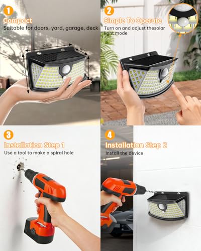 Aootek 6 Pack Solar Motion Sensor Lights Outdoor 120 LEDs Black, Waterproof