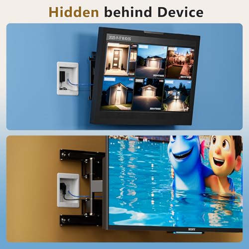 Dremica 2-Gang Recessed Outlet Box for Wall Mount TVs - Includes Covers, 1 Pack