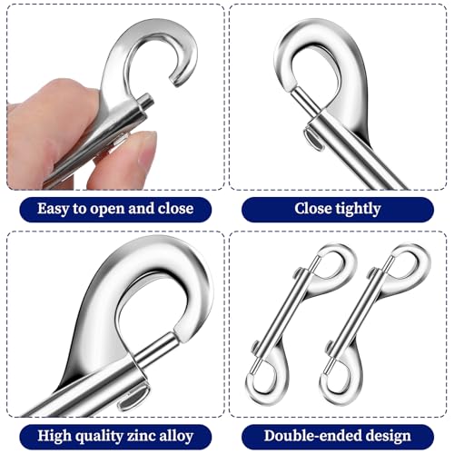 4 Inch Heavy Duty Double Ended Snap Hooks - Zinc Alloy Metal Clips for Pet Leashes, Horse Equipment, Buckets, and Keys - 15 Pack Meyeyaia