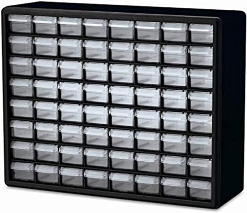 Akro-Mils 64-Drawer Parts Storage Cabinet with Wall Mounting, 20 x 15.75 in, Black