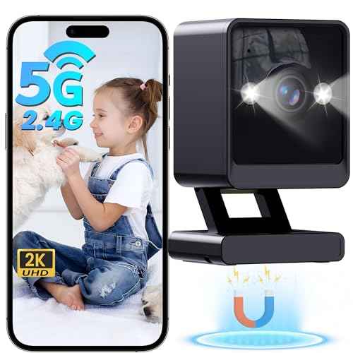 Indoor Camera, 2K Cameras for Home Security with Color Night Vision & Siren, 2-Way Audio for Pet/Dog/Baby/Nanny, 5GHz&2.4GHz WiFi Camera, Cloud & SD Card Storage, Works w/Alexa, Magnetic Base