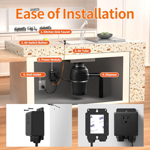 Joinfworld Waterproof Matte Black Garbage Disposal Air Switch Kit - Easy Install