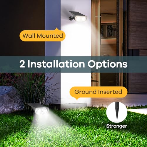 Linkind Outdoor Solar Spotlights 2 Pack - Warm White, Waterproof, Adjustable, Dusk-to-Dawn