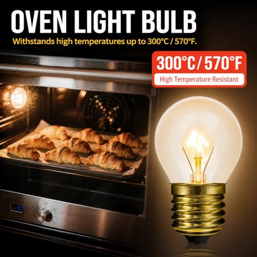 Visther 2 Pack G45 40W 120V Oven Light Bulbs - 415 Lumens, Incandescent Appliance Bulbs