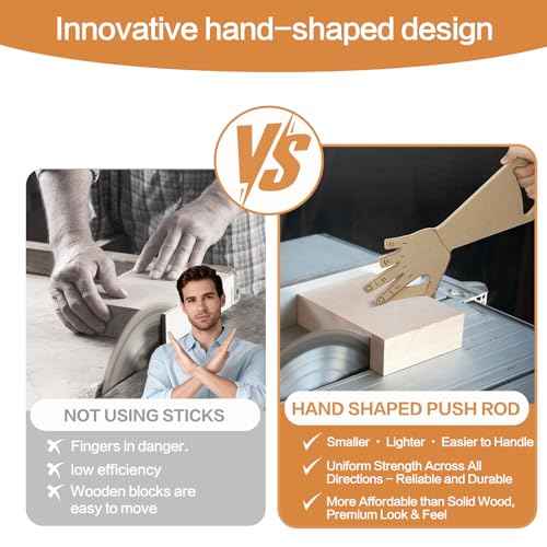 Table Saw Push Stick Hand Shape Safety Block for Saw, Miter, Router Table, Jointers ? Missing Finger Design Woodworking Stick, Creative Tool for Woodworkers, DIY Projects or Father¡¯s Day