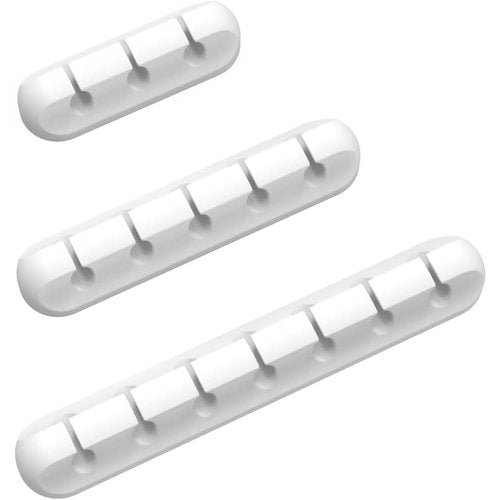 3-Pack Multi-Slot Cable Organizer – White Adhesive Cord Holders and Wire Organizer Clips for Desk, Bedside, and Office – Neat Cable Management for Charging Cords and Electronics